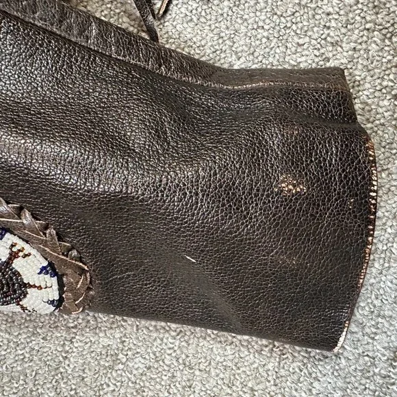 Leather Gallery NWT Deadstock Western Cowgirl Fringe Beaded Brown Coat Sz Medium - Picture 4 of 8